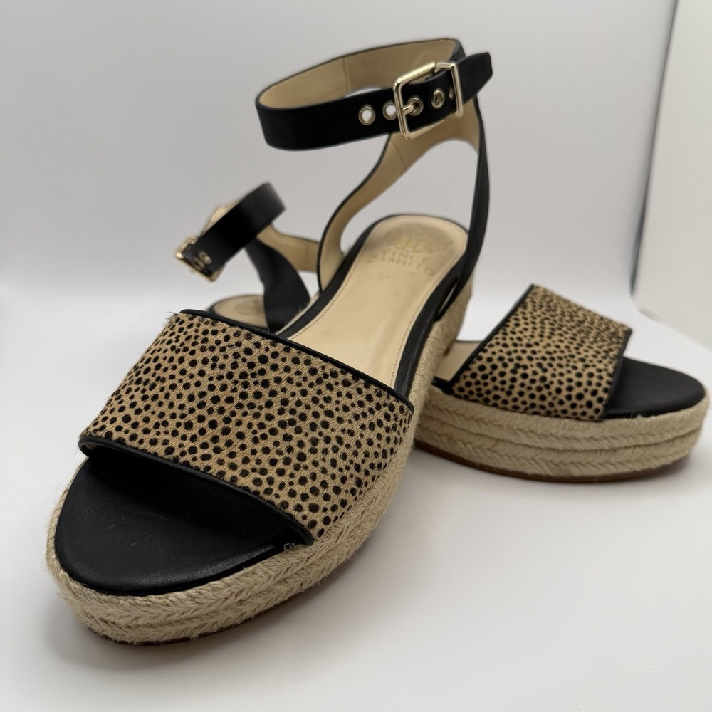 Vince Camuto Kathalia Animal‎ Print Espadirlle Ankle Strap Sandals Size 8.5 New